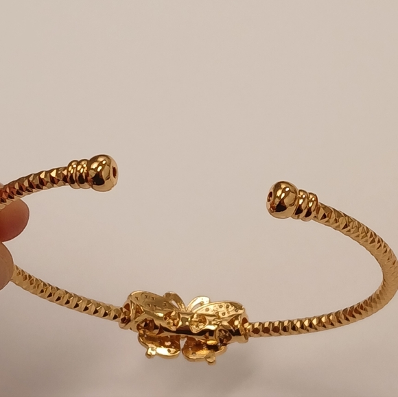 Nwot 18k Yellow Gold Filled Butterfly Adjustable Bangle Bracelet Goldoro - Picture 8 of 10